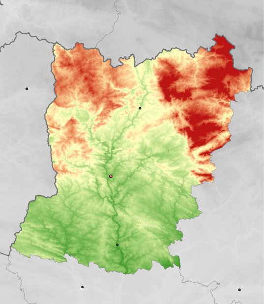 hoogtekaart van Mayenne