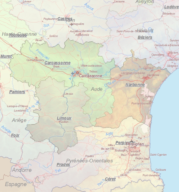 Toeristische kaart van Aude