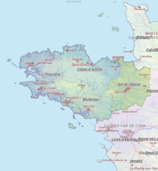 Toeristische kaart van Bretagne