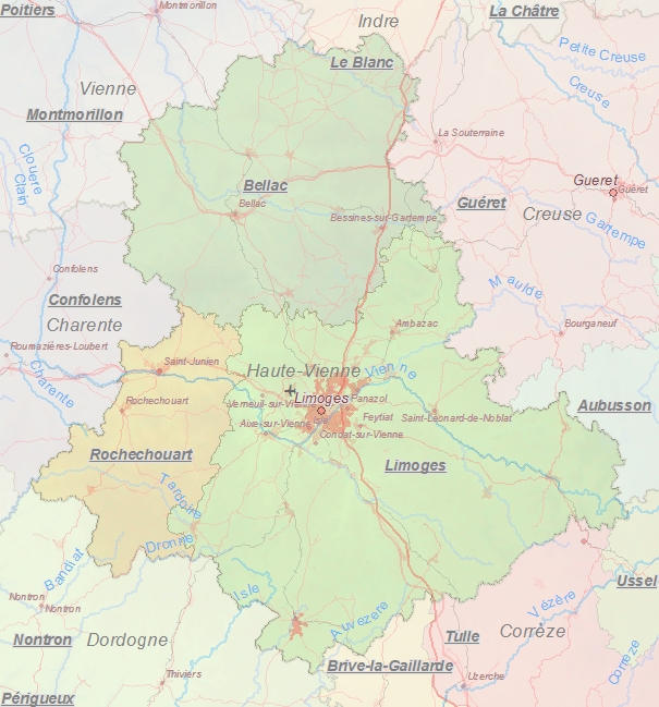 Toeristische kaart van Haute-Vienne