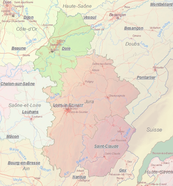 Toeristische kaart van Jura