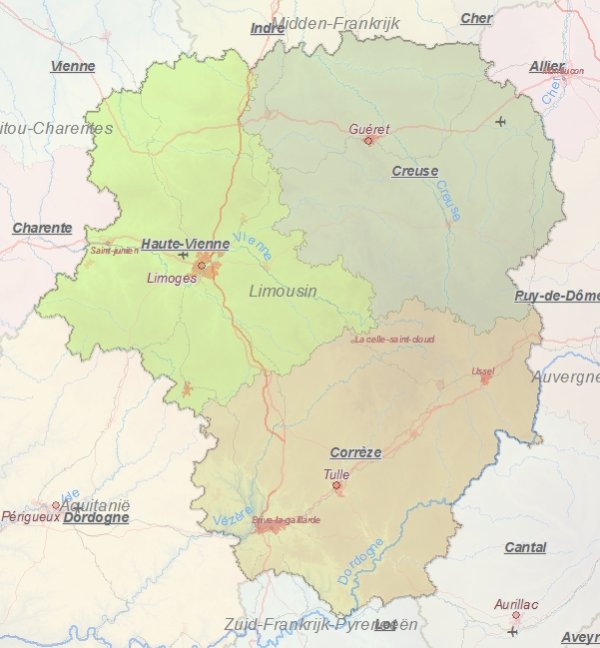 Toeristische kaart van Limousin