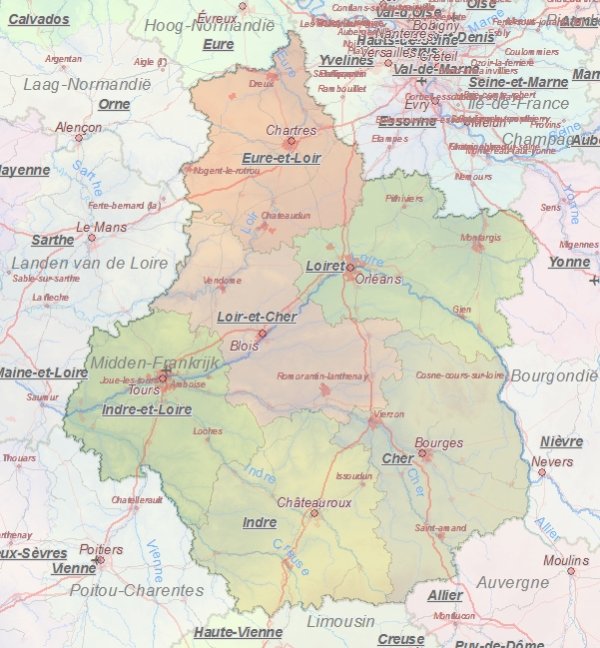 Toeristische kaart van Midden-Frankrijk
