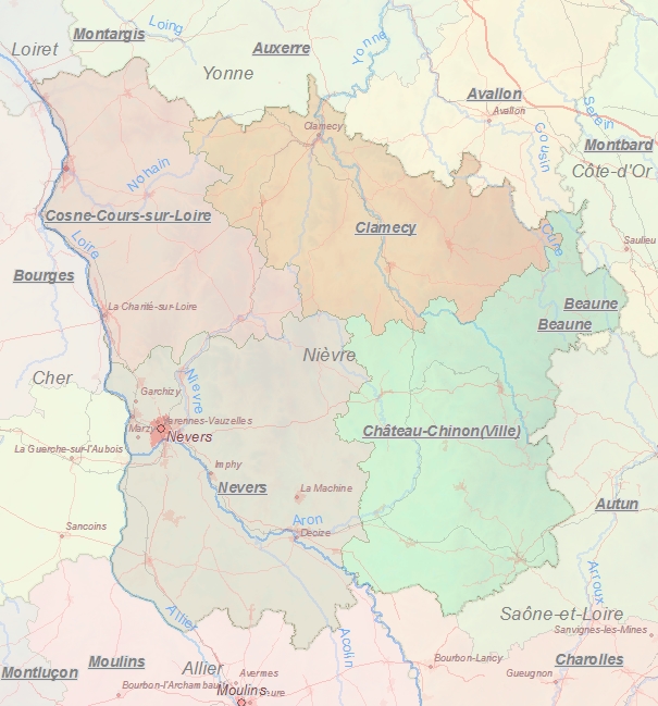 Toeristische kaart van Nièvre