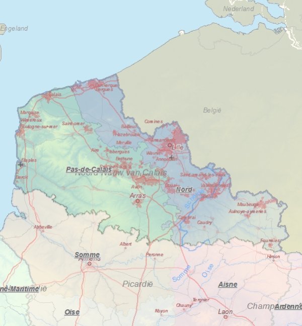 Toeristische kaart van Noord-Nauw van Calais