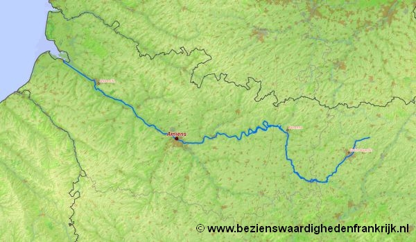 Rivier kaart van de rivier somme