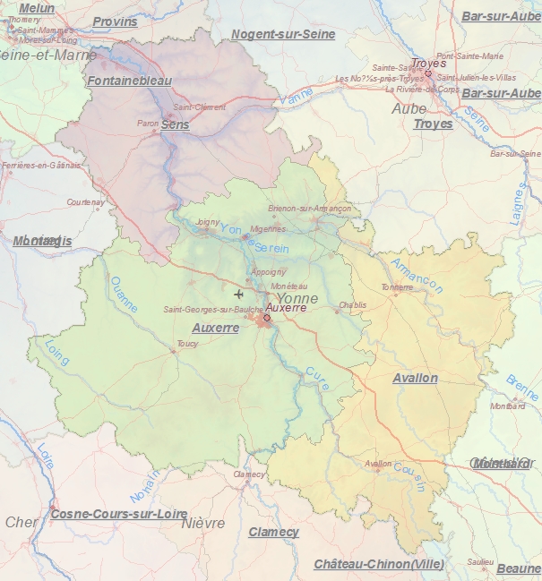 Toeristische kaart van Yonne